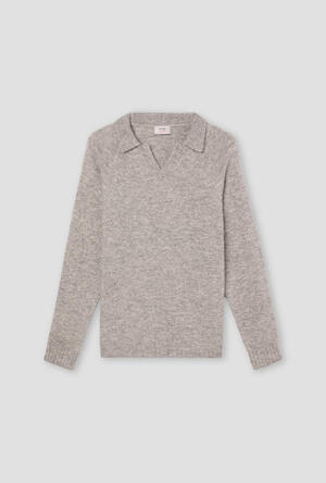 Polo senza bottoni in baby alpaca ROYAL RED - Ferrante | img vers.300x/