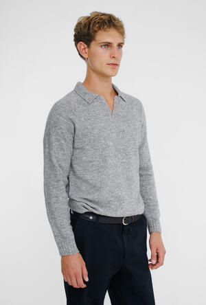 Polo senza bottoni in baby alpaca ROYAL RED - Ferrante | img vers.300x/