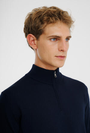 Serafino zip in pura lana pettinata ESSENTIAL - Ferrante | img vers.300x/