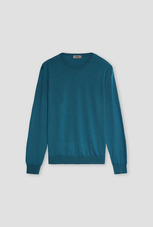 Girocollo in lana pettinata Turchese