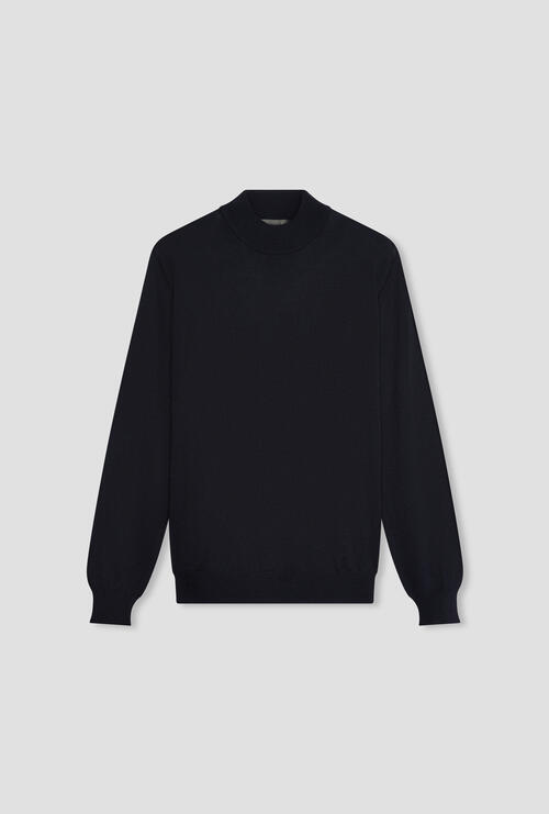 Mezzocollo in lana pettinata Blu Navy