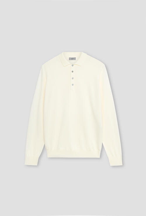 Polo in pura lana pettinata Bianco