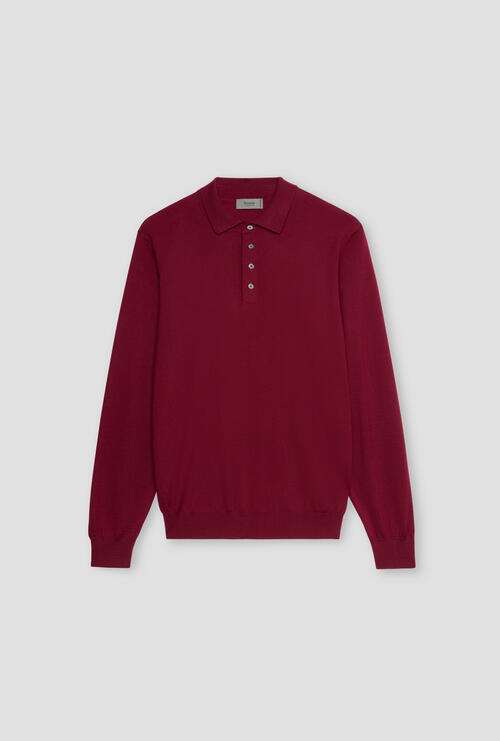 Polo in pura lana pettinata Bordeaux