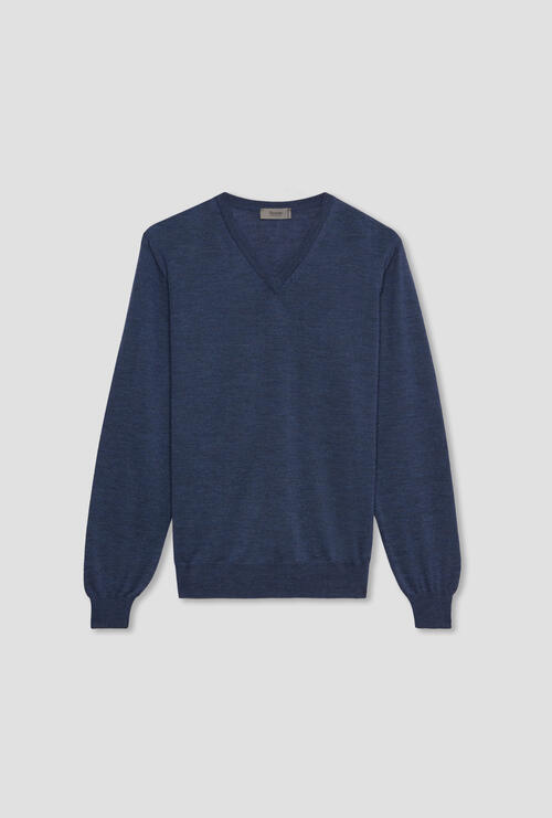 Pullover in lana pettinata Blu