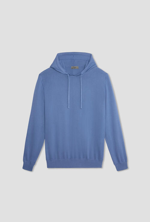 Felpa con cappuccio in puro cotone Cobalto