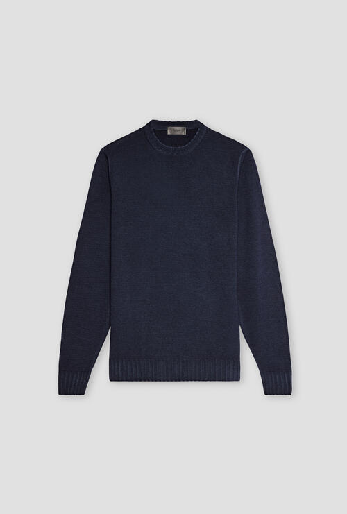 Girocollo tinto in capo in lana Blu