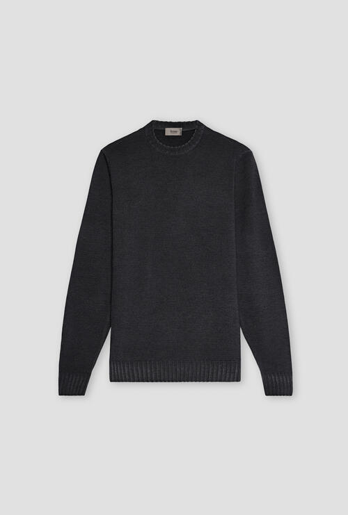 Girocollo tinto in capo in lana Antracite