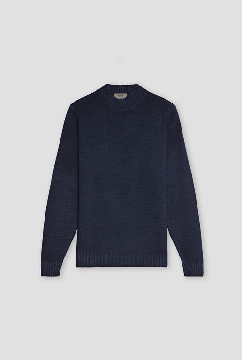 Lupetto tinto in capo in lana Blu