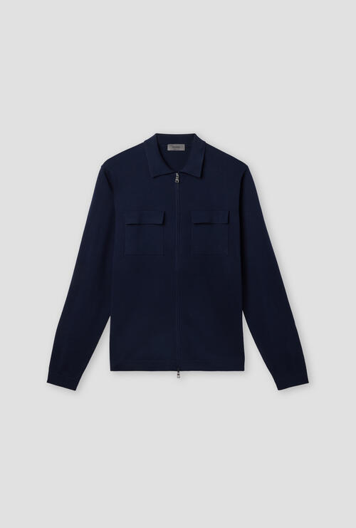 Giacca full zip in cotone Blu Navy