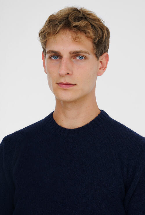 Girocollo boucl&egrave; Blu Navy