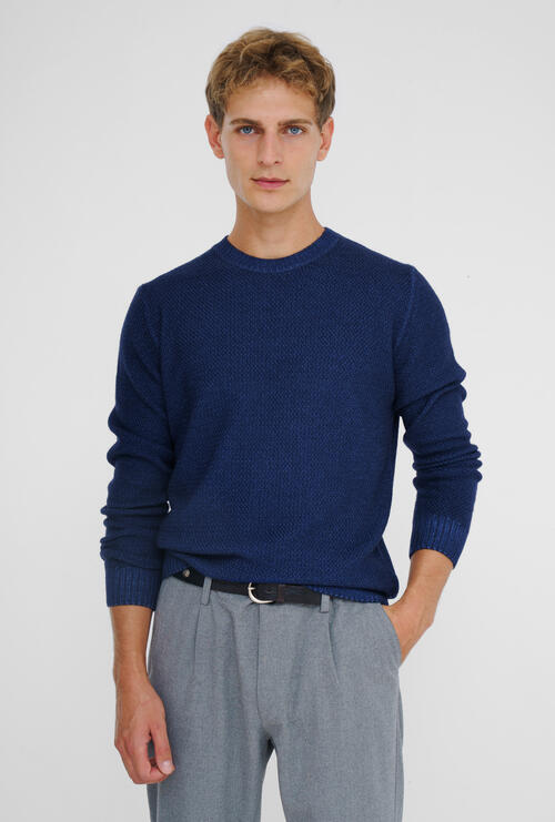 Girocollo tinto in capo Blu jeans