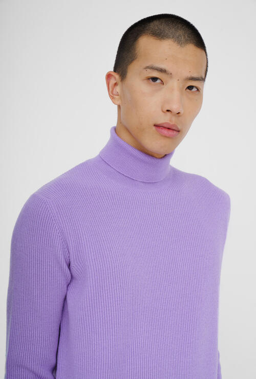Dolcevita in maglia inglese lana e cashmere Lilla