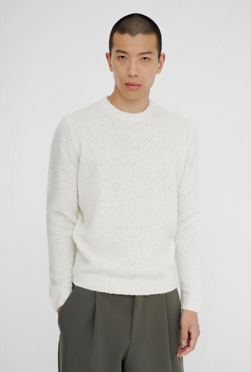 Girocollo boucl&egrave; Bianco