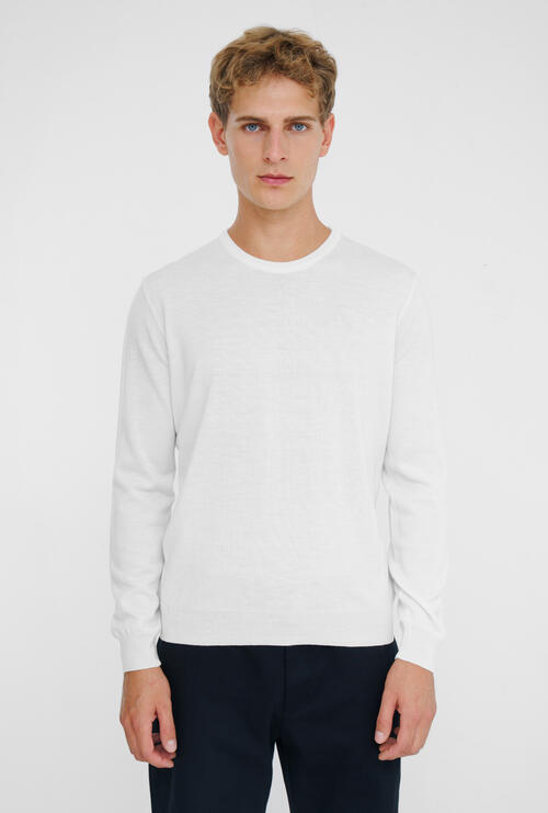 Girocollo in lana pettinata Bianco
