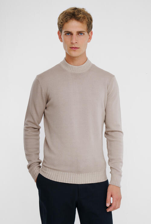 Lupetto tinto in capo in lana Sabbia