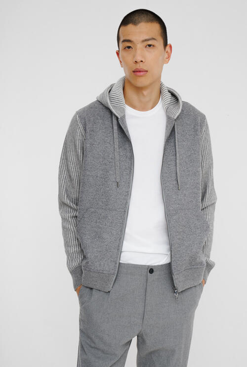 Felpa in tessuto e maglia vanis&eacute; Grigio