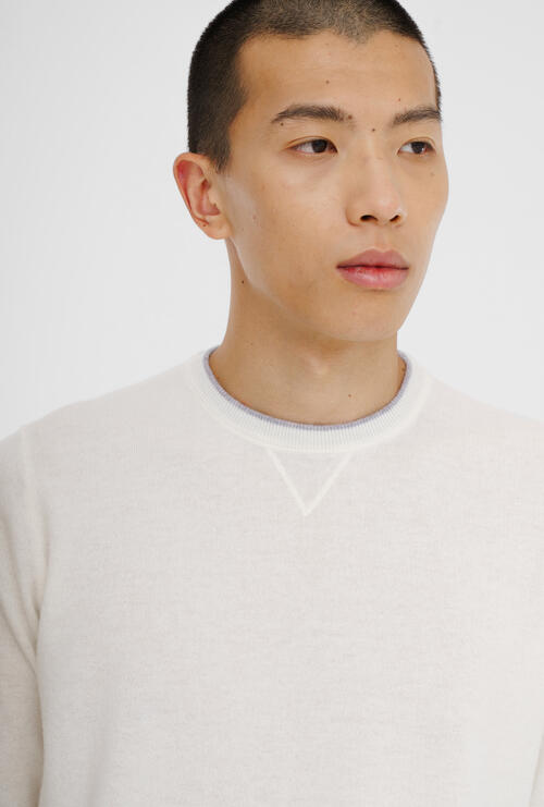 Felpa in maglia in pura lana Bianco