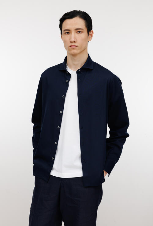 Camicia in piquet Filo Scozia Blu