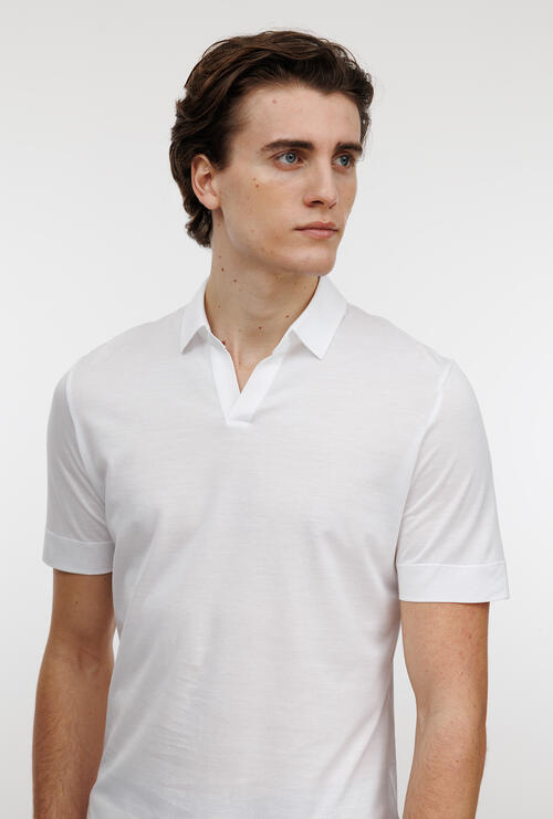 Polo in jersey senza bottoni Bianco