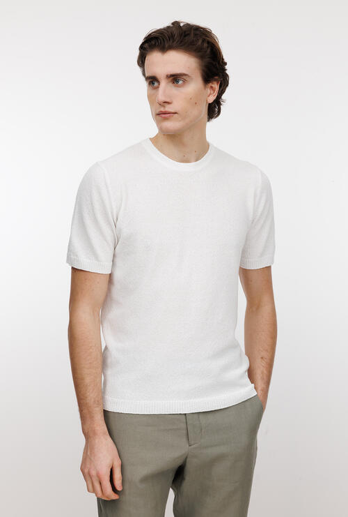 Girocollo boucl&egrave; Bianco