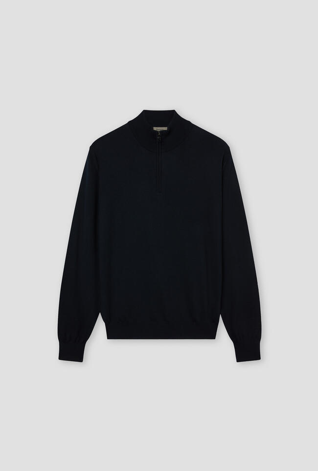 Serafino zip in pura lana pettinata ESSENTIAL - Ferrante | img vers.1300x/