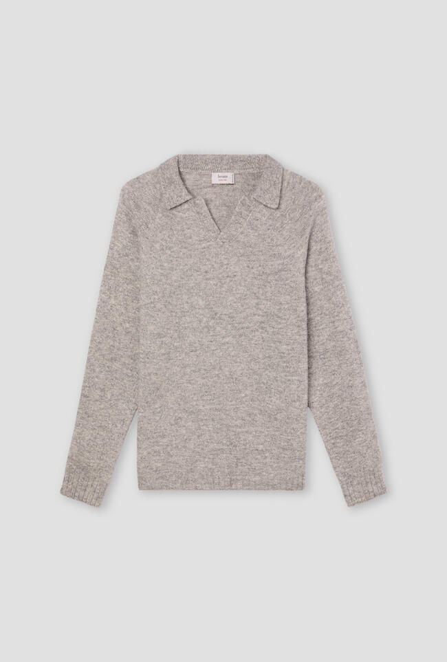 Polo senza bottoni in baby alpaca ROYAL RED - Ferrante | img vers.1300x/