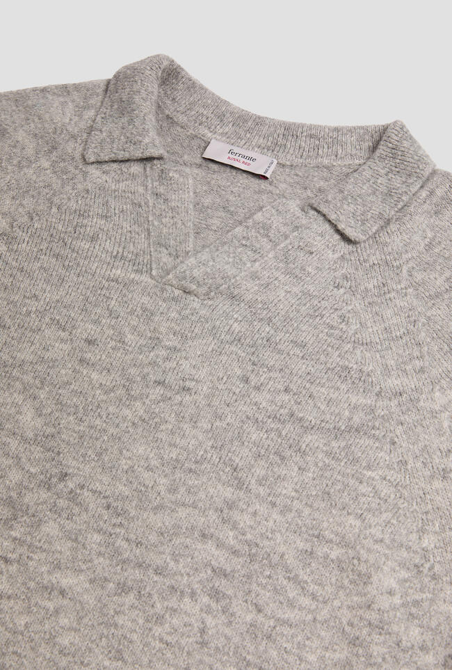 Polo senza bottoni in baby alpaca ROYAL RED - Ferrante | img vers.1300x/