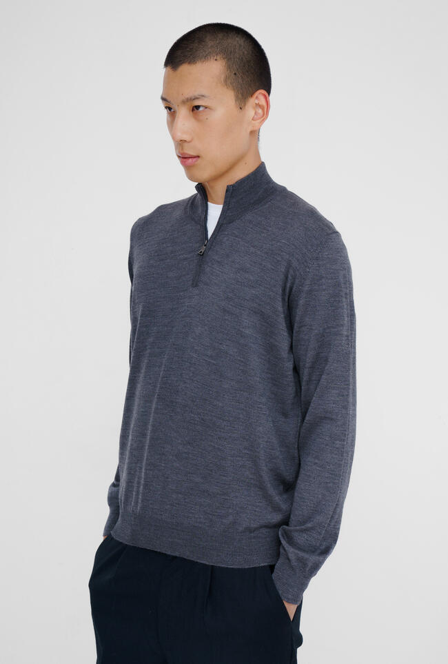 Serafino zip in pura lana pettinata ESSENTIAL - Ferrante | img vers.1300x/