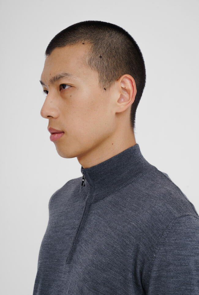 Serafino zip in pura lana pettinata ESSENTIAL - Ferrante | img vers.1300x/