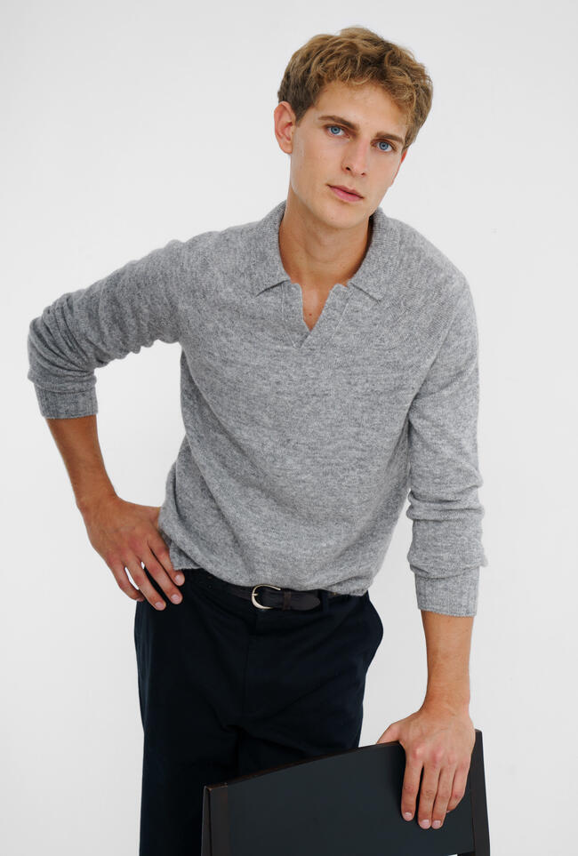 Polo senza bottoni in baby alpaca ROYAL RED - Ferrante | img vers.1300x/