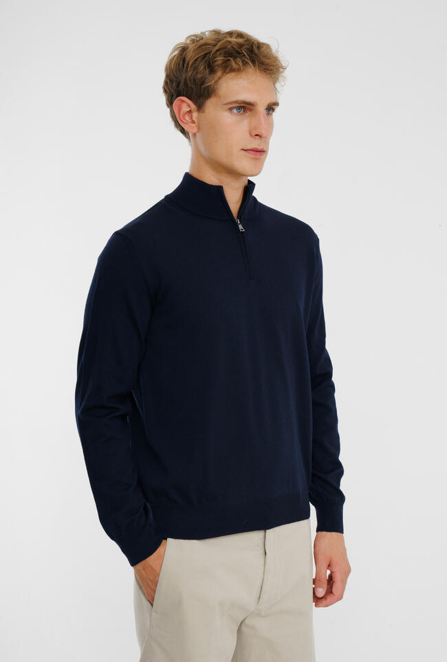 Serafino zip in pura lana pettinata ESSENTIAL - Ferrante | img vers.1300x/