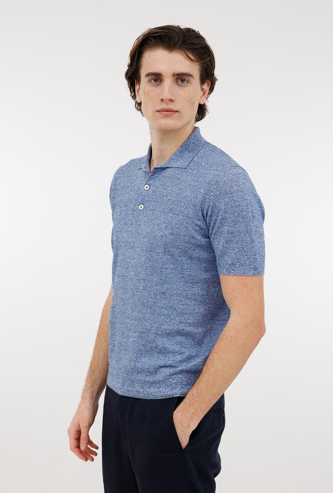 Polo moulinè in lino ROYAL RED - Ferrante | img vers.1300x/