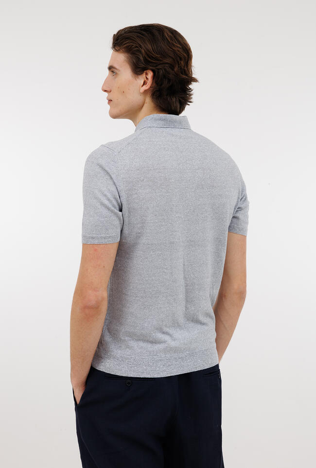 Polo moulinè in lino ROYAL RED - Ferrante | img vers.1300x/