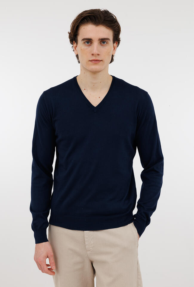 Pullover tinto in puro cotone ESSENTIAL - Ferrante | img vers.1300x/