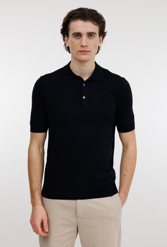 Polo in seta e cotone ROYAL RED - Ferrante | img vers.1300x/