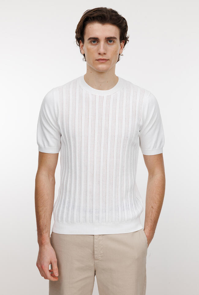 T-shirt a coste traforata MAIN - Ferrante | img vers.1300x/