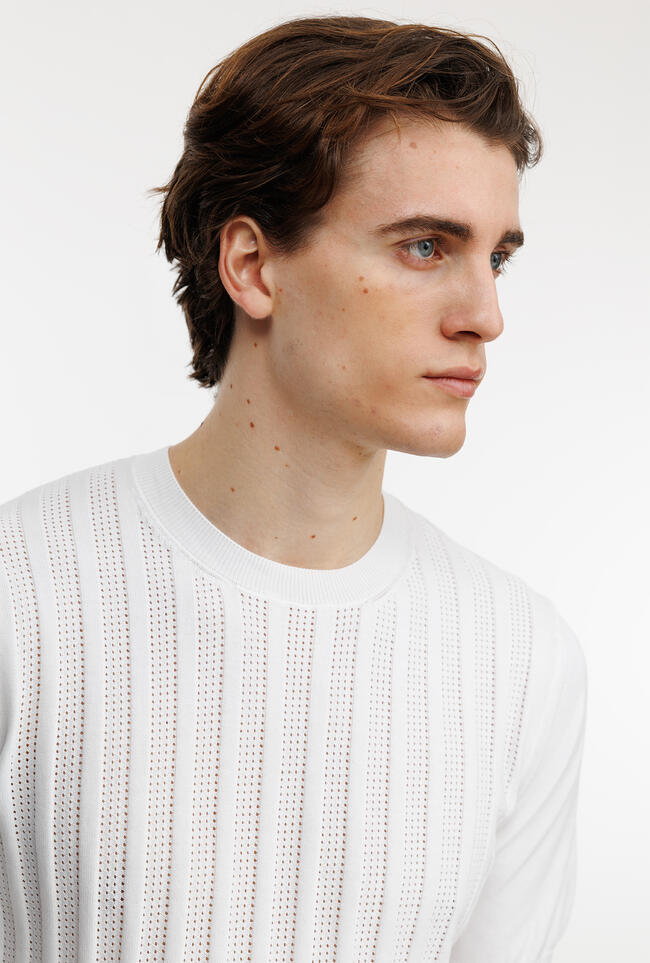 T-shirt a coste traforata MAIN - Ferrante | img vers.1300x/