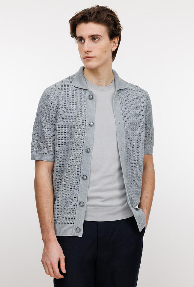 Camicia traforata in lino ROYAL RED - Ferrante | img vers.1300x/