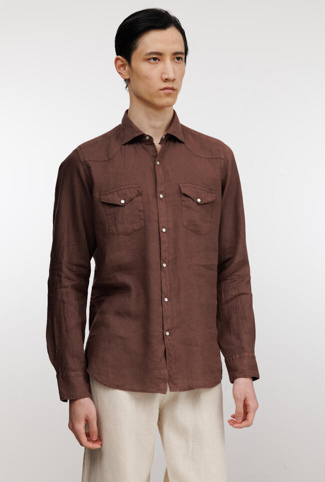 Camicia Texana in lino MAIN - Ferrante | img vers.1300x/
