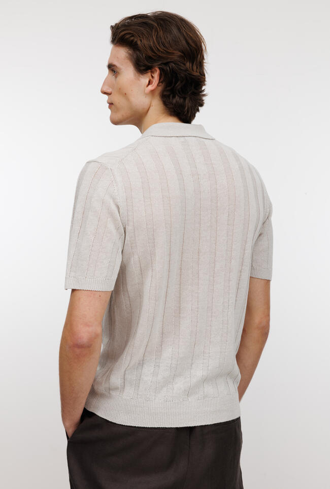 Polo senza bottoni in lino e cotone ROYAL RED - Ferrante | img vers.1300x/