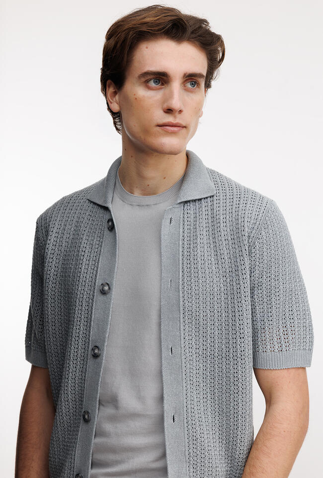 Camicia traforata in lino ROYAL RED - Ferrante | img vers.1300x/